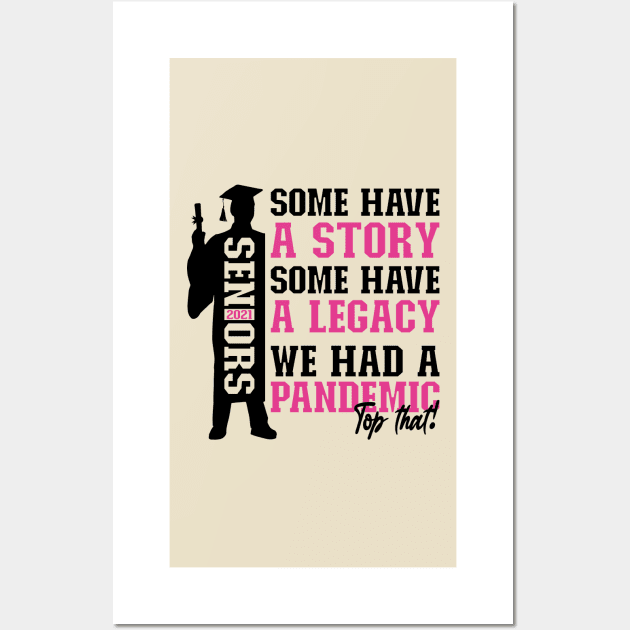 Pandemic Graduation | Black And Pink Text Boys Funny Graduation Wall Art by Estrytee